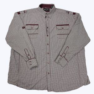 Knockout Jeans Men's 5XB Long‎ Sleeve Shirt Maroon and white